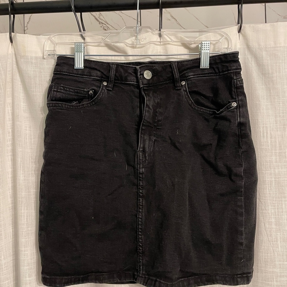 Classic Black Denim Skirt